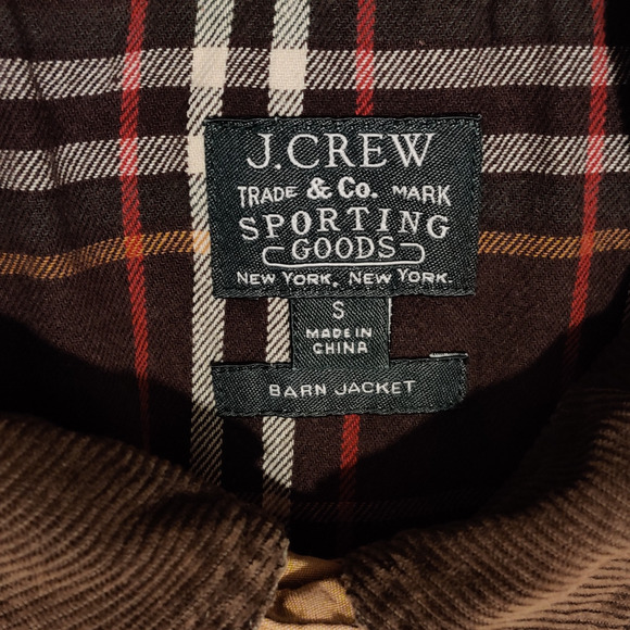 J Crew Mens Barn Jacket Size S Tan Canvas Flannel Lined Brown Cord Collar Chore - Picture 2 of 14